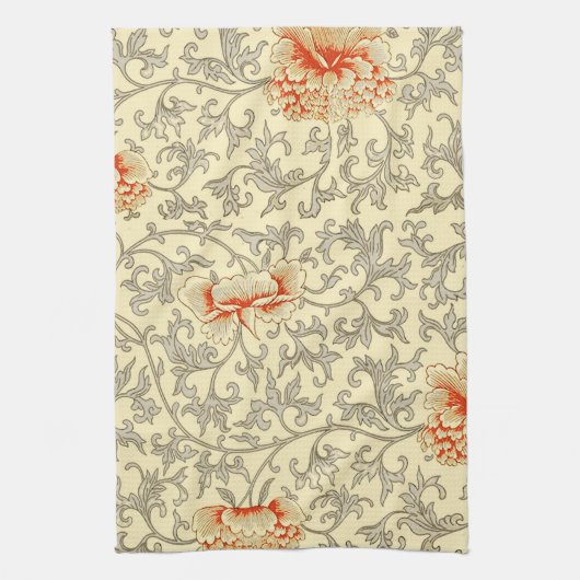 Vintag Pink Grau Botanische Blüte Küchentuch (Vertikal)