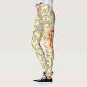 Vintag Pink Grau Botanische Blüte Leggings (Links)