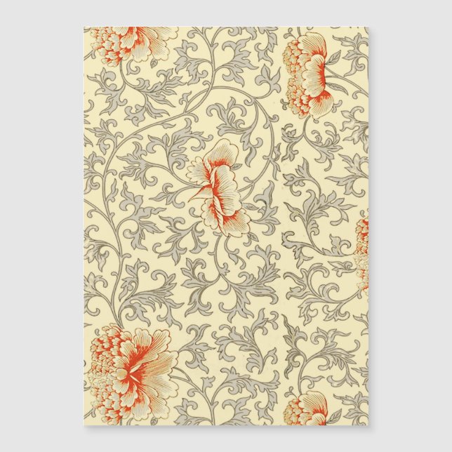 Vintag Pink Grau Botanische Blüte Magnetkarte (Vorderseite)