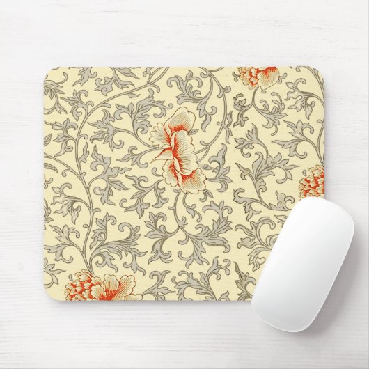 Vintag Pink Grau Botanische Blüte Mousepad (Mit Mouse)