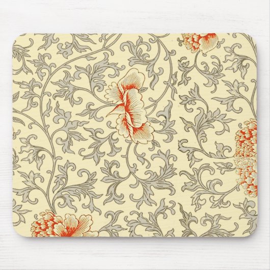 Vintag Pink Grau Botanische Blüte Mousepad (Vorne)