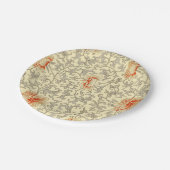 Vintag Pink Grau Botanische Blüte Pappteller (Schrägansicht)