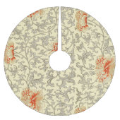 Vintag Pink Grau Botanische Blüte Polyester Weihnachtsbaumdecke (Vorderseite)