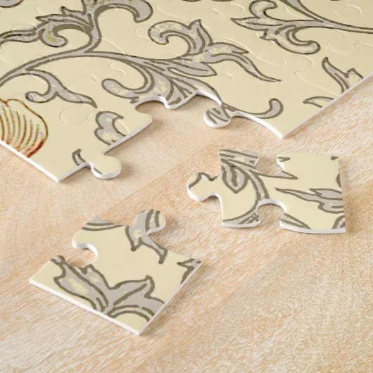 Vintag Pink Grau Botanische Blüte Puzzle (Seite)