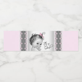 Vintag Pink Grey Baby Girl Water Flasche Labels Wasserflaschenetikett