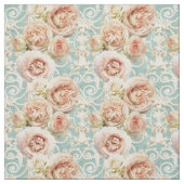 Vintag Pink Heirloom Rose Blue Damask Stoff (Muster)