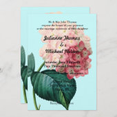 Vintag Pink Hydrangea Einladung (Vorne/Hinten)