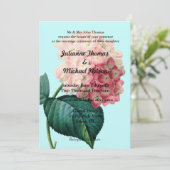 Vintag Pink Hydrangea Einladung (Stehend Vorderseite)