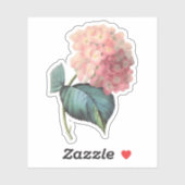 Vintag Pink Hydrangea Floral Aufkleber (Blatt)