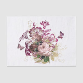 Vintag Pink Maroon Butterfly Floral Seidenpapier