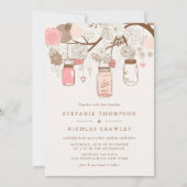 Vintag Pink Mason Jars Blumenzettel Einladung (Vorderseite)
