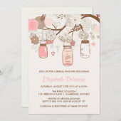 Vintag Pink Mason Jars Bridal Dusche Einladung (Vorne/Hinten)