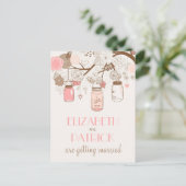Vintag Pink Mason Jars Save the Date Postkarte (Stehend Vorderseite)