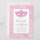 Vintag Pink Masquerade Quinceañera Einladung (Vorderseite)