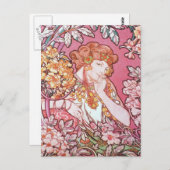 Vintag Pink Mucha Art Postkarte (Vorne/Hinten)