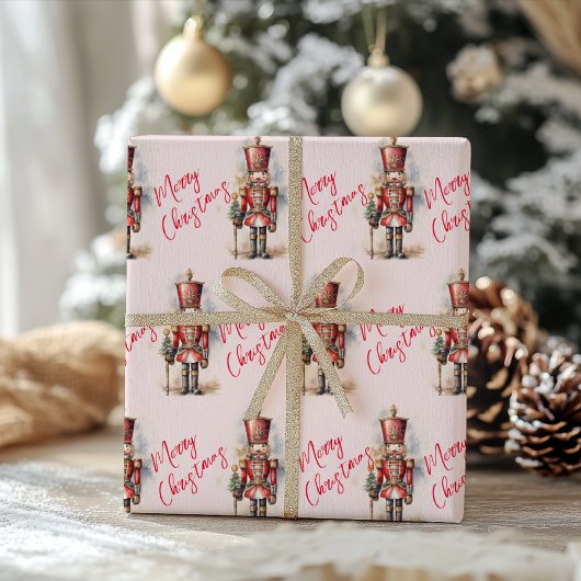 Vintag Pink Nutcracker & Frohe Weihnachten Geschenkpapier