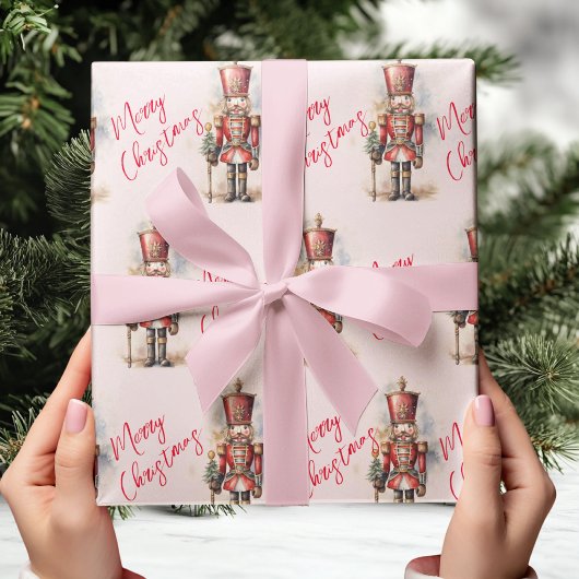 Vintag Pink Nutcracker & Frohe Weihnachten Geschenkpapier