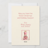 Vintag Pink Nutcracker Weihnachtskarte Feiertagskarte (Rückseite)