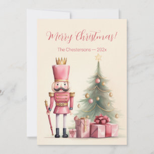 Vintag Pink Nutcracker Weihnachtskarte Feiertagskarte