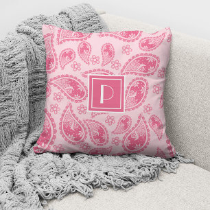 Vintag Pink Paisley Monogram Kissen