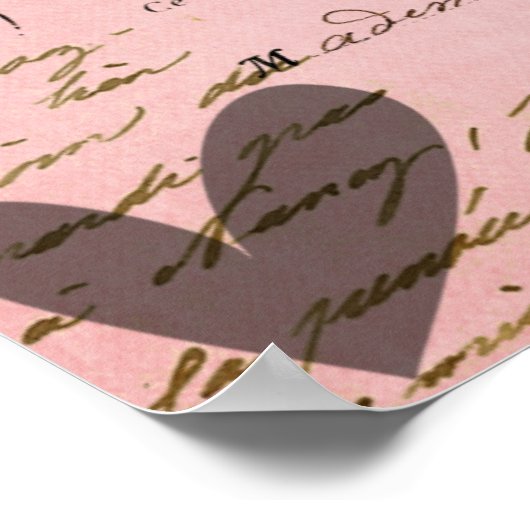 Vintag Pink Paris Collage Art Poster (Ecke)