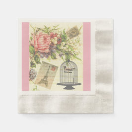 Vintag Pink Paris Französisches Themenpapier Napki Serviette