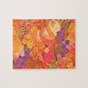 Vintag Pink Peach Blume Botanische Wasserfarbe Puzzle