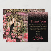 Vintag Pink Peacock Geburtstag Danke (Vorne/Hinten)