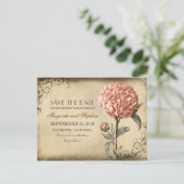 Vintag Pink Peak Save the Date Ankündigungspostkarte (Stehend Vorderseite)