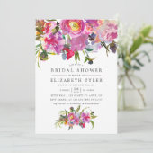 Vintag Pink Peonies Aquarellfarben Brautparty Einladung (Stehend Vorderseite)