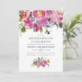 Vintag Pink Peonies Floral Bridesmaids Luncheon Einladung (Stehend Vorderseite)