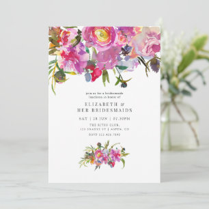 Vintag Pink Peonies Floral Bridesmaids Luncheon Einladung