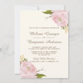 Vintag Pink Peonies Probe Abendessen Einladung (Vorderseite)