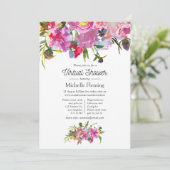 Vintag-Pink-Peonies-Virtual-Baby-Dusche Einladung (Stehend Vorderseite)