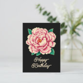 Vintag Pink Peony Blume Happy Birthday Postkarte (Stehend Vorderseite)