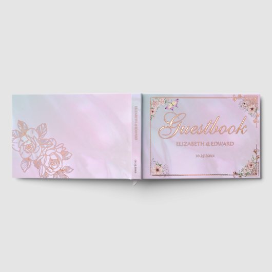 Vintag Pink Periwinkle Peony Gästebuch (Voll)