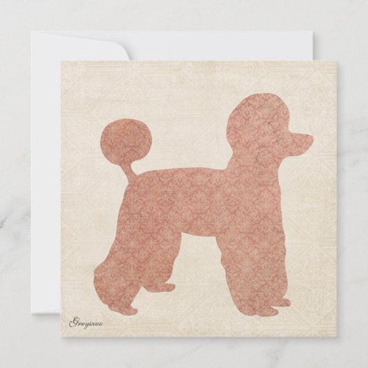 Vintag Pink Poodle Silhouette Kindereinladung Einladung (Rückseite)