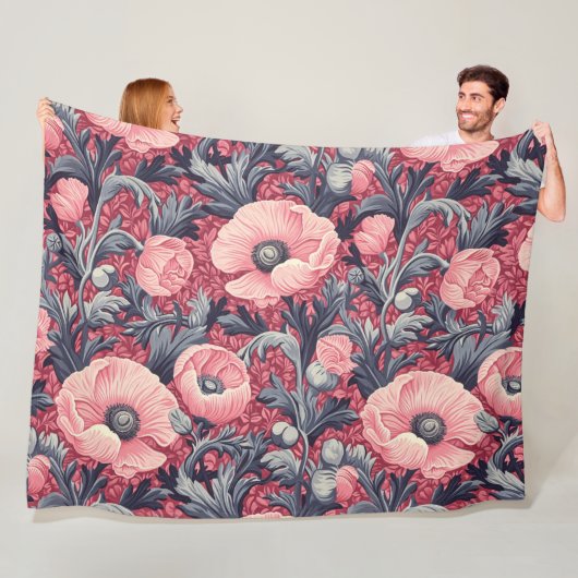 Vintag Pink Poppies floral Fleecedecke (Beispiel)