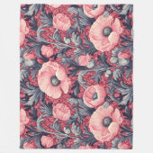 Vintag Pink Poppies floral Fleecedecke (Vorderseite)