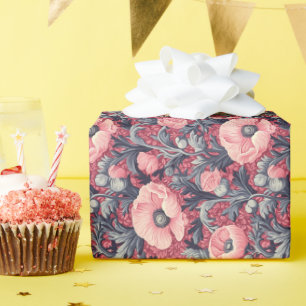 Vintag Pink Poppies floral Geschenkpapier