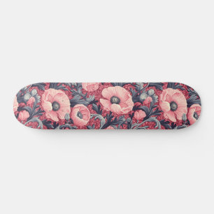 Vintag Pink Poppies floral Skateboard