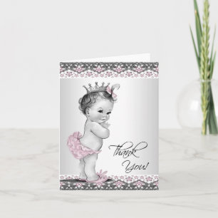 Vintag Pink Princess Baby Dusche Danke Karten