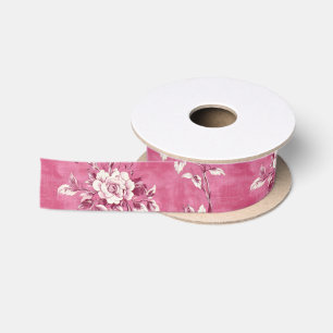 Vintag Pink Rose Chinoiserie Satinband
