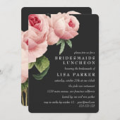 Vintag Pink Rose Gray Bridesmaid Luncheon Wedding Einladung (Vorne/Hinten)