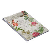 Vintag Pink Rose & Typografie Ephemera Notizblock (Rechte Seite)
