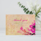 Vintag Pink Rose Wedding Dankeschön Karte (Stehend Vorderseite)