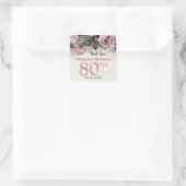 Vintag Pink Roses 80. Geburtstag Gefallen Quadratischer Aufkleber (Tasche)
