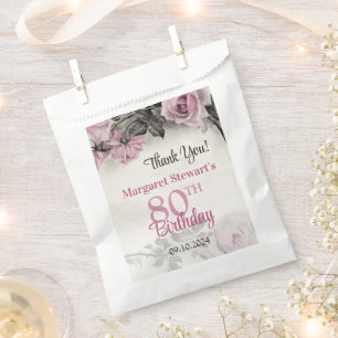 Vintag Pink Roses 80. Geburtstag Geschenktütchen
