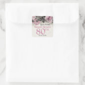 Vintag Pink Roses 80. Geburtstag Quadratischer Aufkleber (Tasche)