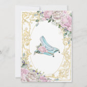 Vintag Pink Roses Aschenputtel Princess Kinderdusc Einladung (Rückseite)